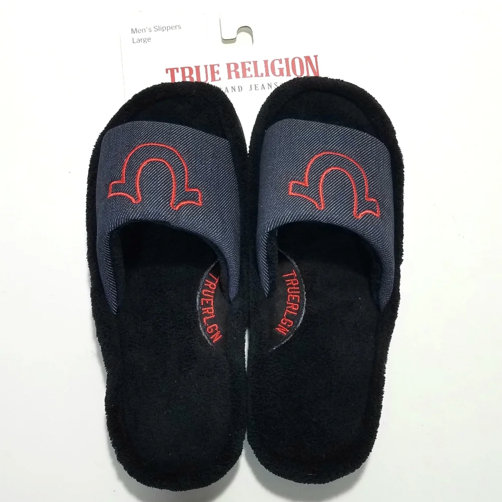True Religion Slide Slippers Plush Slippers NEW